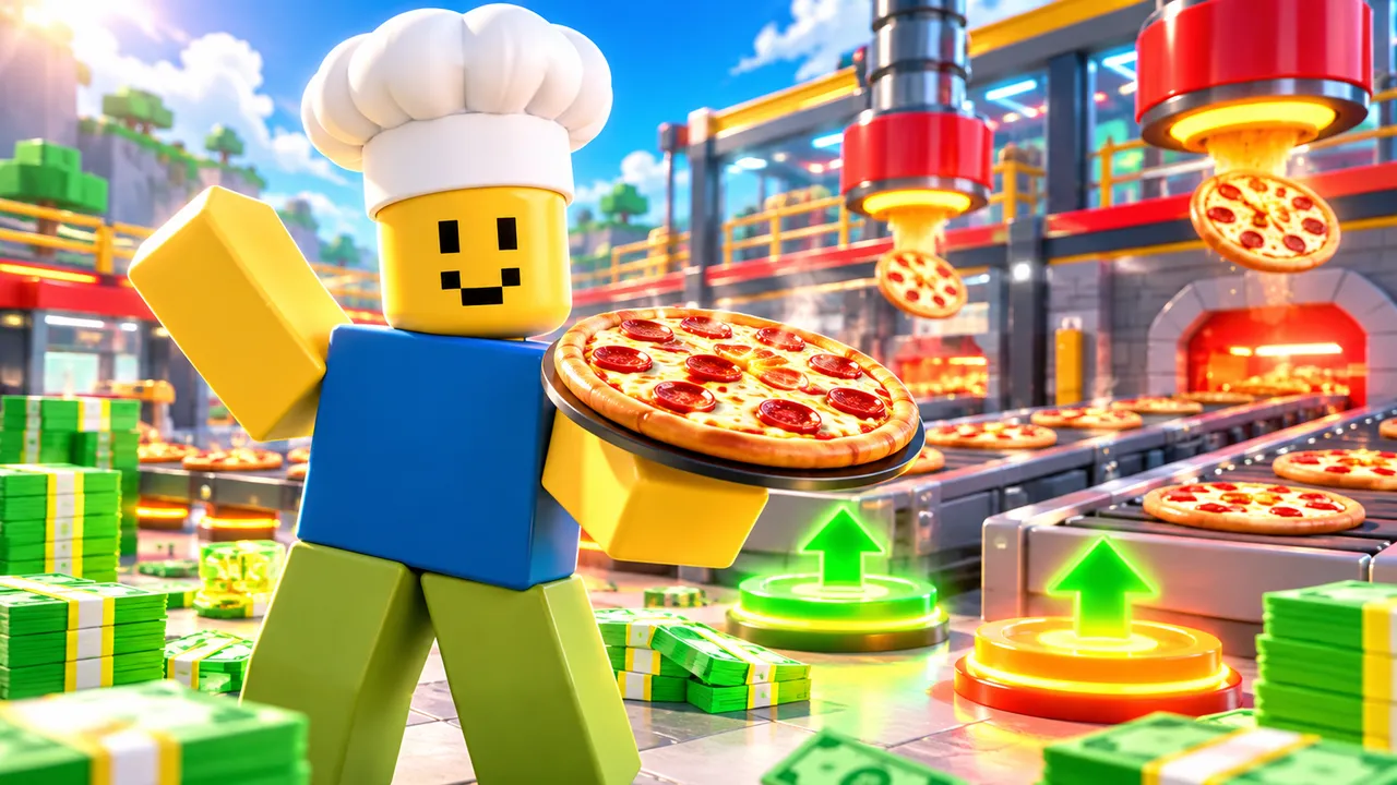 Pizza Empire Tycoon Roblox thumbnail made with AI